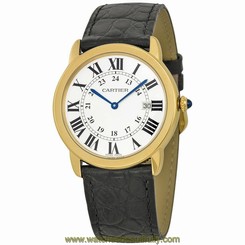 CARTIER MEN'S 36MM BLACK LEATHER BAND STEEL CASE QUARTZ ANALOG WATCH W6700455