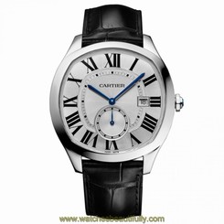 CARTIER MEN'S 40MM BLACK LEATHER BAND STEEL CASE AUTOMATIC WATCH WSNM0004