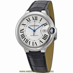CARTIER MEN'S BALLON BLEU DE CARTIER LEATHER BAND AUTOMATIC WATCH W69016Z4