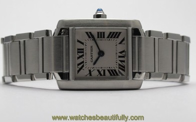 CARTIER TANK FRANCAISE LADIES STAINLESS STEEL WATCH STYLE #W51008Q3