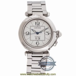 Cartier Pasha 2475 Auto 35mm Steel Mens Bracelet Watch Date