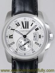 CARTIER Calibre de Cartier Automatic SS Leather WHITE DIAL W7100037 Ret: $7,150 7612456685194