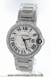 Cartier Ballon Bleu Stainless Steel Mid Size Automatic W6920046 Custom Diamonds 7612456620874