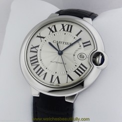 Cartier Ballon Bleu Stainless Steel on Leather Strap B&P W69016Z4 Ret: $6,000 7612456383281