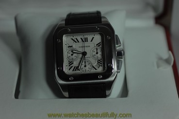 Cartier Santos 100 XL W20090X8 Automatatic Chrono Factory New Leather Strap B& P