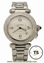 Cartier Pasha Automatic Stainless Custom Diamond Bezel White Dial 2379 Watch