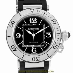 Cartier Pasha Seatimer Rubber Strap Stainless Steel Watch W31077U2 45635532281