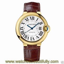 Cartier Ballon Bleu 36mm w6900356 18kt Yellow Gold Leather Strap NEW Ret: $13100