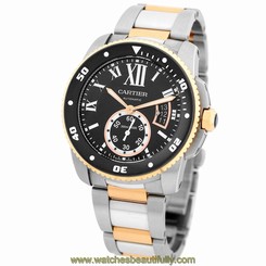 CARTIER Steel 18K Rose Gold Calibre Diver Caliber Box Warranty 2015 w7100054