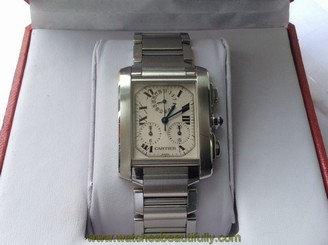 A GENTLEMAN'S STAINLESS STEEL CARTIER TANK FRANCAISE CHRONOGRAPH BRACELET WATCH