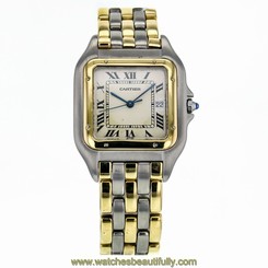 Cartier Panthere Steel and Gold Quartz White Dial Ladies Watch 183957