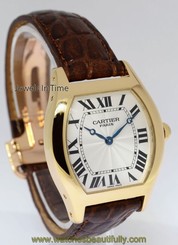 Fake AAA Cartier Tortue 18k Yellow Gold Mens Windup Watch & Box Deployant Buckle 2496C Watch