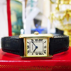 Ladies CARTIER Tank Solid 18k Gold Roman Numeral Watch Ref: 1105