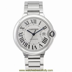 CARTIER MEN'S BALLON BLEU 42MM STEEL BRACELET & CASE AUTOMATIC WATCH W69012Z4