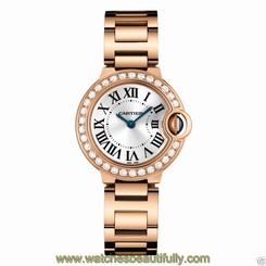 Cartier Ballon Bleu 28mm we9002z3 18kt Rose Gold Quartz Diamond Retail: $30,200 7612456339776