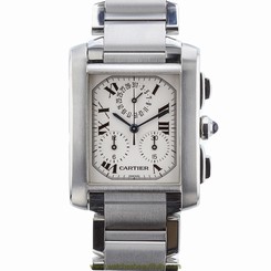 Authentic Cartier Tank Francaise Chronograph Steel Watch W51001Q3 Circa 1999