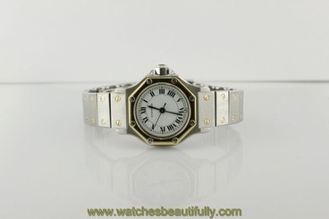 Cartier Two Tone Gold Ronde Santos on Bracelet