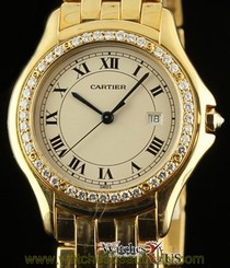 Cartier Panthere Cougar 32mm Yellow 18K Gold Diamond Box/Papers/2YrWarnty #1823