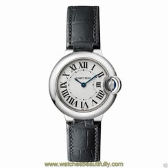 Cartier Ballon Bleu 28mm w69018z4 Stainless Steel Quartz Leather Retail: $4,200 7612456383304
