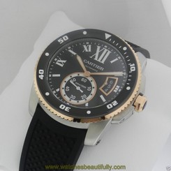 CARTIER Calibre de Cartier Diver W7100055 Two Tone Ceramic NEW ! ! Ret: $10,200 7613268367377