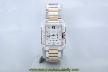 CARTIER TANK ANGLAISE MEDIUM ROSE GOLD & STEEL DIAMOND ENCRUSTED WATCH WT100034 7613268300701