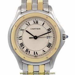 Cartier 1332 Cougar Panthere Two Tone Roman Dial Mens Watch