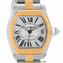 Cartier Roadster 18k Yellow Gold Stainless Steel Mens Watch W62031Y4