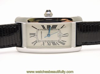 CARTIER TANK AMERICAINE AUTOMATIC WATCH W2603256 with orig box an MINT NEW STRAP