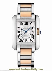 CARTIER Tank Anglaise MEDIUM 18kt Pink Gold Stainless Steel W5310007 Ret: $9,100 7612456857140
