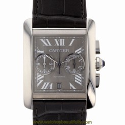 NEW Cartier Tank MC Chronograph Grey Dial Steel 34.3mm Ladies Watch W5330008 7613268367346