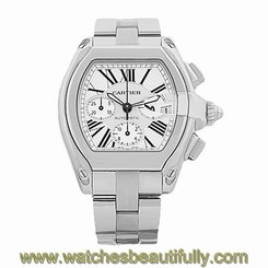 CARTIER Stainless Steel Large Roadster Chronograph W62019X6 Box Warranty MINTY 7612456262470