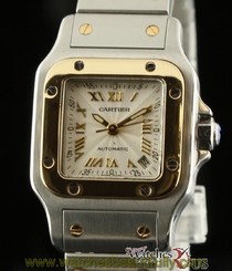 Cartier Santos Galbee Stainless Steel Yellow Gold Auto 2423 2Yr Warranty #356