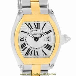 Cartier Roadster Ladies Steel Yellow Gold Silver Dial Watch W62026Y4