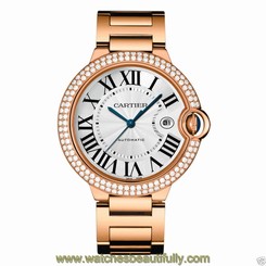 Cartier Ballon Bleu 42mm we9008z3 18kt Rose Gold Diamond Bezel Ret: $56,500