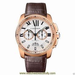 Cartier Calibre de Cartier Chronograph W7100044 Rose Gold NEW Leather Ret:$28500 7613268267257