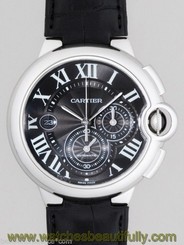 Cartier Ballon Bleu Chronograph w6920052 Black Dial on Strap B&P Ret: $10,600 7612456693106