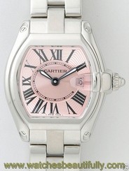 CARTIER Roadster Stainless Steel LADIES Pink Dial w62017v3 Ret: $5,650 722631038923