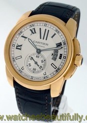 Cartier Calibre de Cartier 18k Rose Gold $26,000.00 gent's 42mm watch.