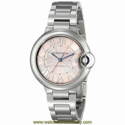 CARTIER WOMEN'S BALLON BLEU DE CARTIER 33MM AUTOMATIC PINK DIAL WATCH W6920100