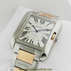 CARTIER Tank Anglaise Large 18kt Pink Gold Stainless Steel W5310006 Ret: $11,100 7612456857133