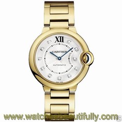 Cartier Ballon Bleu 36mm WE902027 18kt Yellow Gold Diamond Dial NEW Ret: $29,400