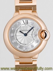 CARTIER Ballon Bleu 28mm 18k Rose Gold DIAMOND Dial WE902025 Ret: $20,700