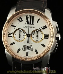 Cartier New Calibre Chronograph W7100043 Steel Pink Gold Box/Paprs/Waranty #CA23
