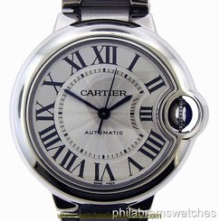 Cartier Ballon Bleu W6920071 Stainless Steel Silver Roman Dial 33mm Auto B&P 845960039222
