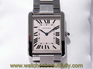 Pre-Owned CARTIER Tank Solo M5200014 Men's SS White Dial Quartz Watch, MD