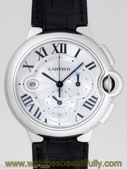 Cartier Ballon Bleu Chronograph w6920003 Silver Dial on Strap B&P Ret: $10,200 7612456396939