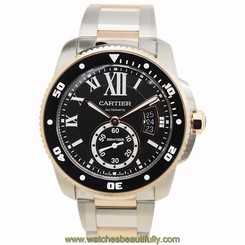 CARTIER MEN'S CALIBRE DE CARTIER DIVER STEEL BRACELET AUTOMATIC WATCH W7100054