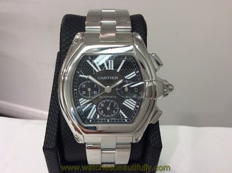 CARTIER Ref. W62019X6 Model 2618 BLK XL ROADSTER Chronograph S/Steel! STUNNING! 7612456262470