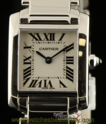 Cartier Tank Francaise Ladies W50012S3 Quartz White Roman White Gold B/P/W #192 7612456145391
