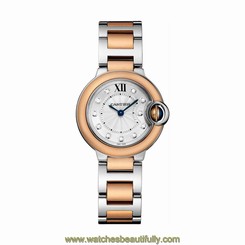 CARTIER WOMEN'S BALLON BLEU DE CARTIER 28MM STEEL CASE QUARTZ WATCH W3BB0005